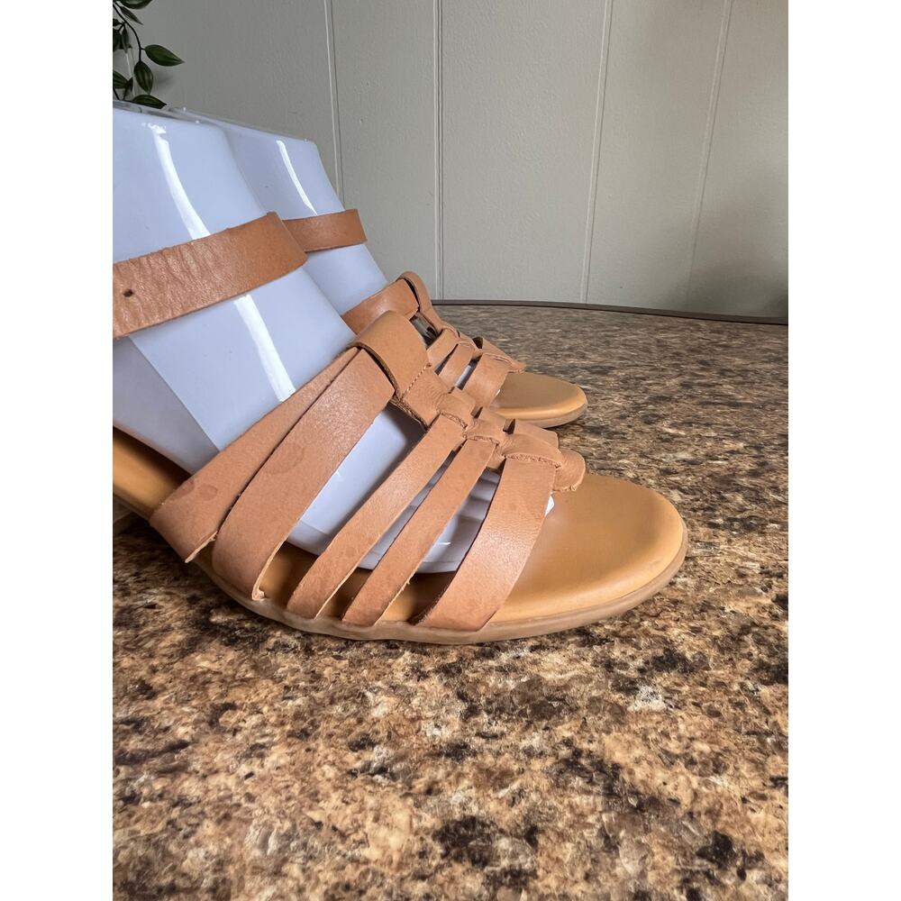 Korks by Korkease Cilla Tan Leather Strappy Sandals Heels 10 Boho Open Toe - Picture 4 of 15
